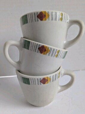 Set of 3 Vintage Erica Coffee Mugs – J.E. Heath England – Russell Food Equipment